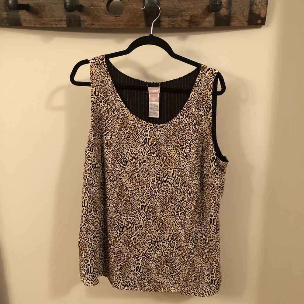 COPY - Chico’s Reverse Tank Top Leopard/Black pin stripe
